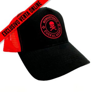 GORRA ROJA - NEGRA CON PARCHE IMPRESION_EXCLUSIVA ONLINE