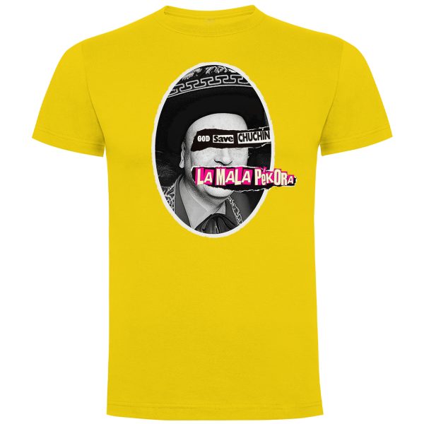 LA MALA PEKORA CAMISETA AMARILLA UNISEX_GOD SAVE CHUCHIN