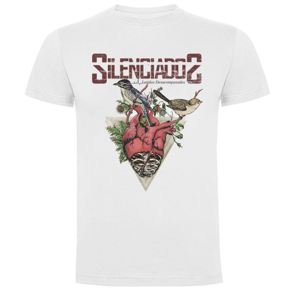003_Camiseta Silenciados Hombre Blanca - Latidos Desacompasados