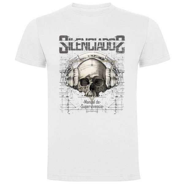034_SILENCIADOS CAMISETA HOMBRE BLANCA - MANUAL DE SUPERVIVENCIA