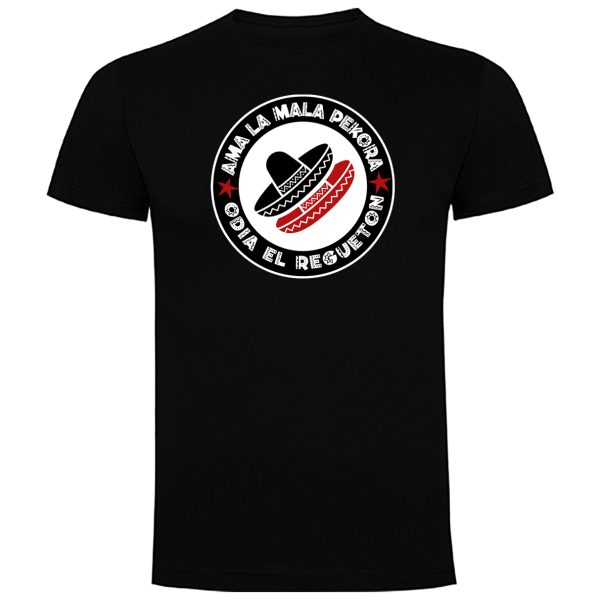 LA MALA PEKORA CAMISETA NEGRA UNISEX_ODIA EL REGUETON
